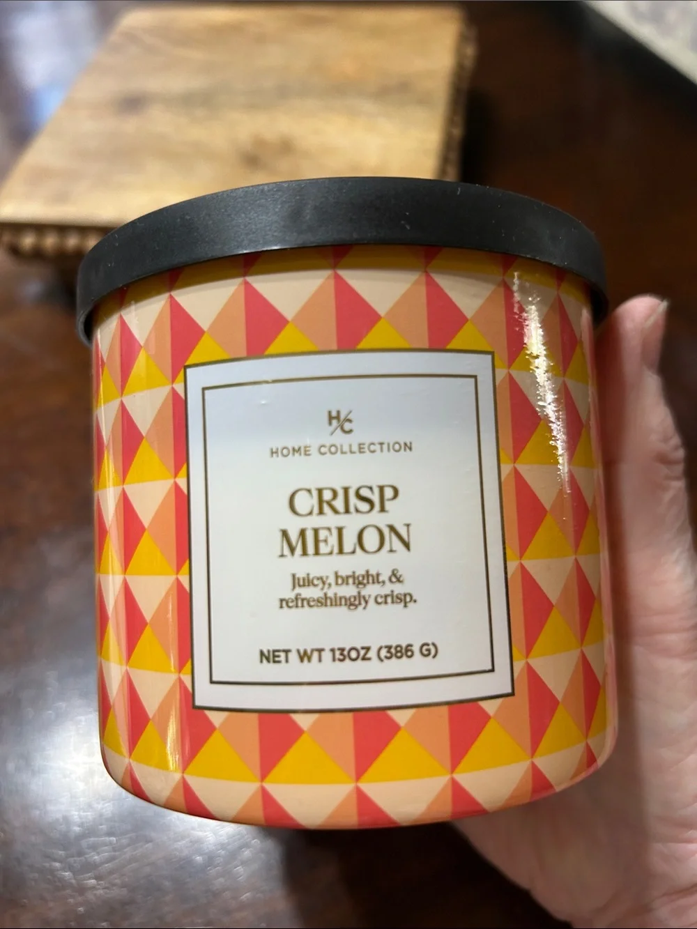 Home Collection “Crisp Melon” 3 Wick Candle 13 Oz New